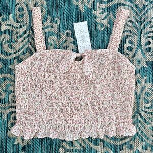 NWT Sienna Sky Floral Tie Keyhole Smocked Crop Tank Top